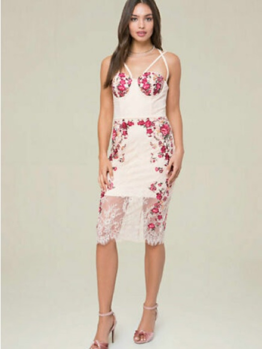 Vintage bebe Maddie Embroidered Midi Dress - Picture 3 of 8